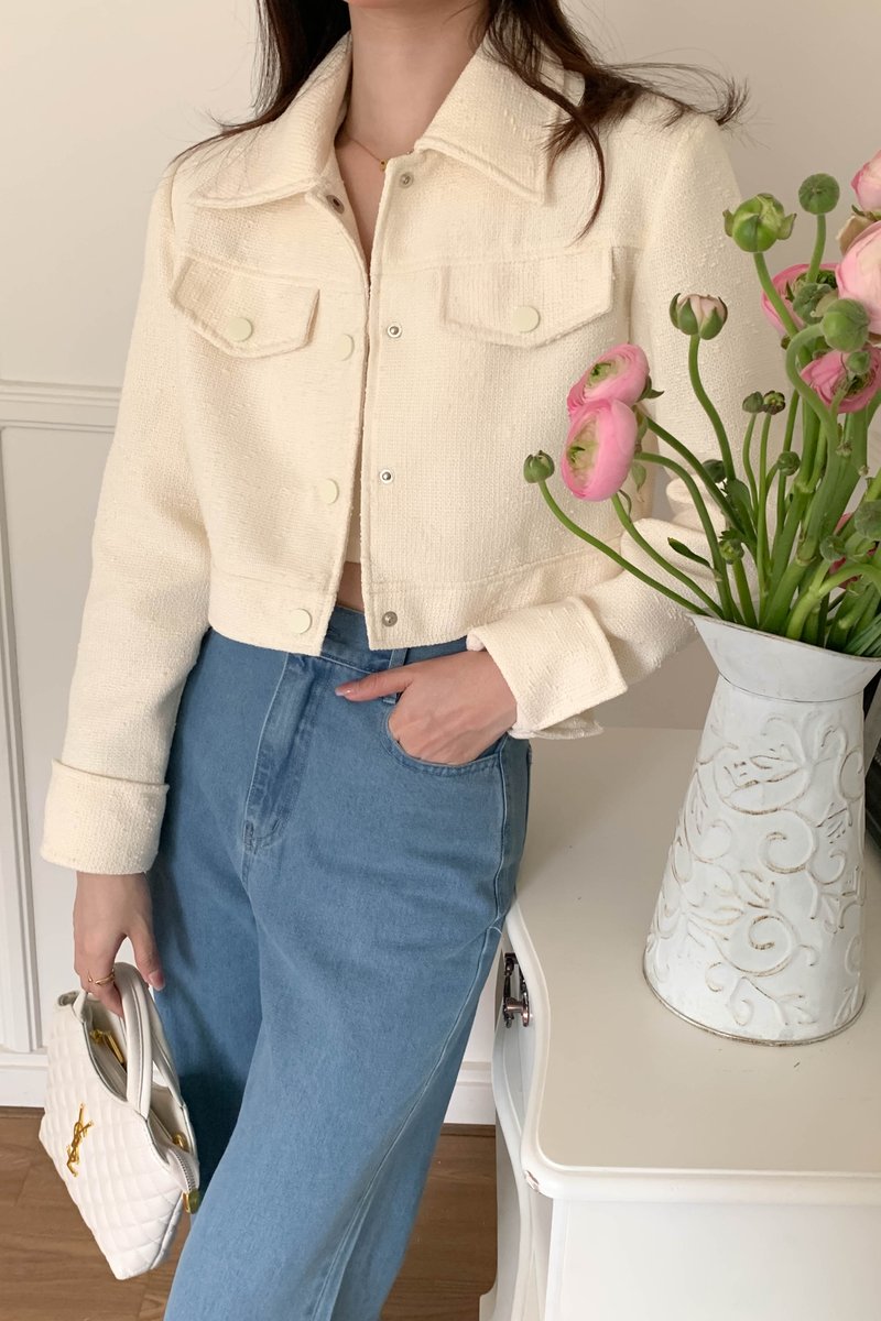 SUNDAY SEOUL MAISON C' TWEED JACKET IN HONEY MILK | ARIMEE