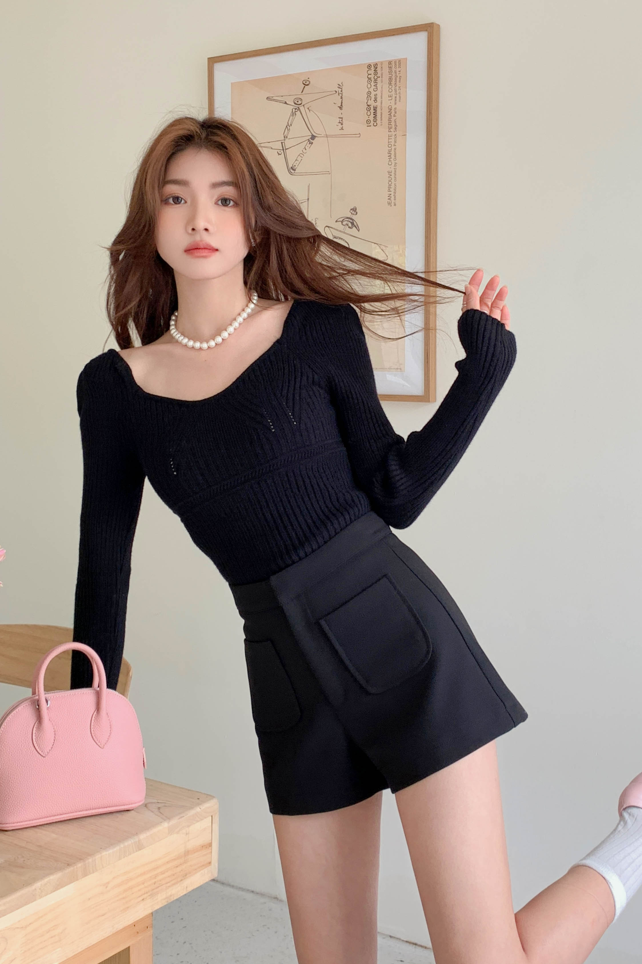 08 FRENCHIE KNIT TOP IN BLACK | ARIMEE