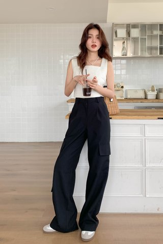 170CM STRAIGHT-FIT CARGO TROUSERS IN BLACK