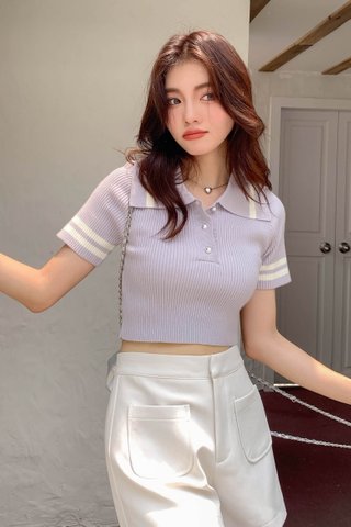 MAJO PEARL STAR BUTTON CROP TOP IN YAM