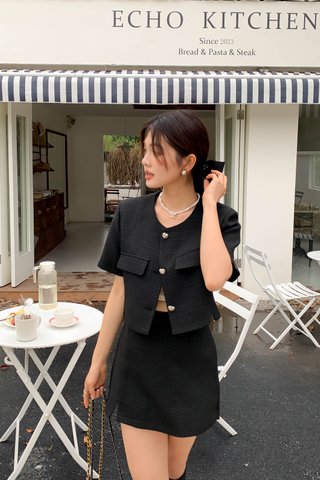 THE BONNE MAISON C' TWEED TOP IN BLACK