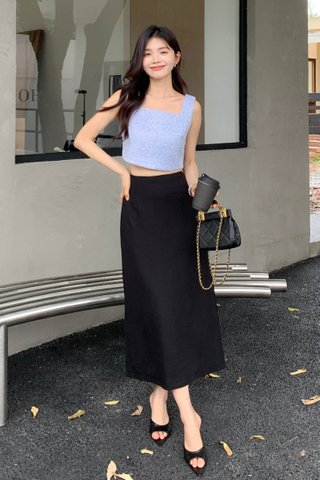 CHINO -5KG MIDI SKIRT IN BLACK