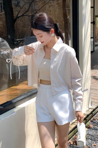 CLASSIC RIBBON CROP SHIRT IN NUDE