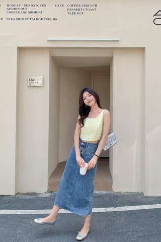 170CM DENIM MIDI SKIRT IN BLUE