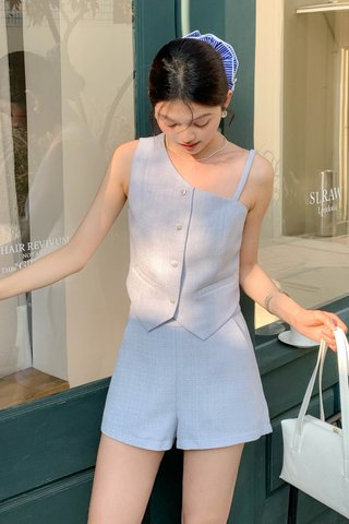 LA FLEUR TWEED VEST TOP IN HONEY BLUE