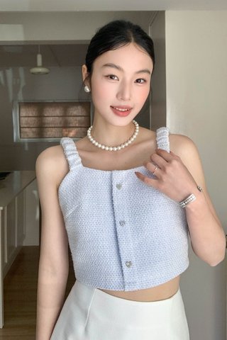 MIU 24 TWEED TOP IN BABY TARO