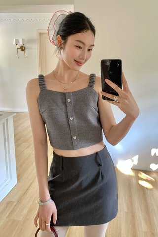 MIU 24 TWEED TOP IN GRAY BLUE