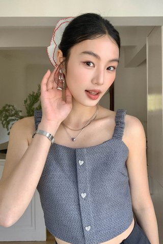 MIU 24 TWEED TOP IN GRAY BLUE