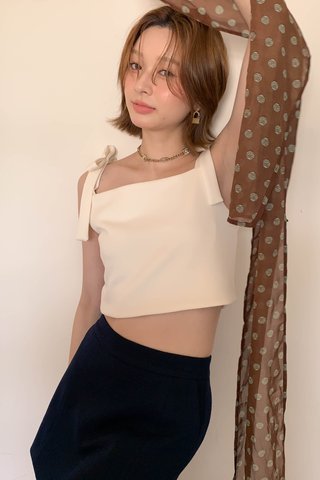 NULULU BOW AIR TANK TOP IN MILK TEA