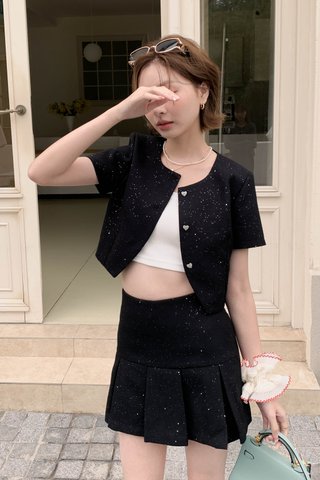 (BACKORDER S/M/L) PATTI TWEED GLITTER TOP IN BLACK