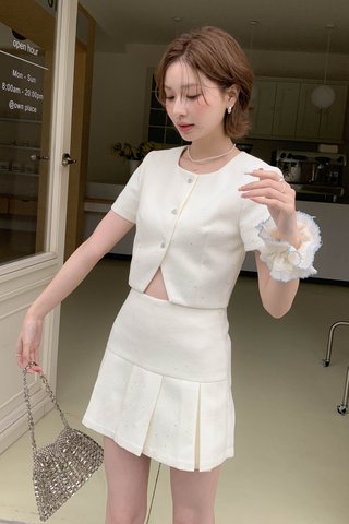 PATTI TWEED GLITTER TOP IN MILK