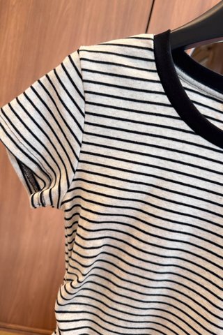 DAILY STRIPE RUCHED TOP IN BLACK