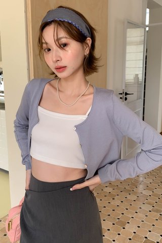 25SS SCALLOP HEM CARDIGAN IN BLUE