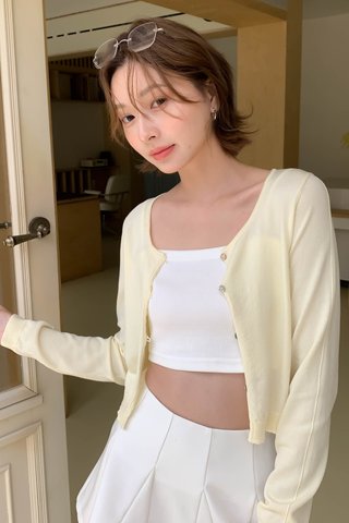 25SS SCALLOP HEM CARDIGAN IN YELLOW