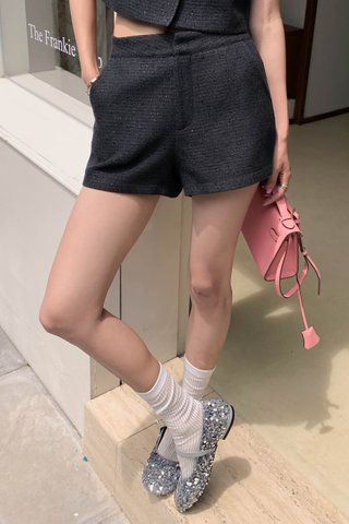 MIU 25 TWEED SHORT IN BLACK