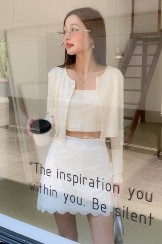 YULE EYELET CARDIGAN SET IN BUTTER