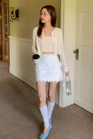 YULE EYELET CARDIGAN SET IN BUTTER