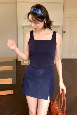 LUNE SQUARE NECK TOP IN BLUE