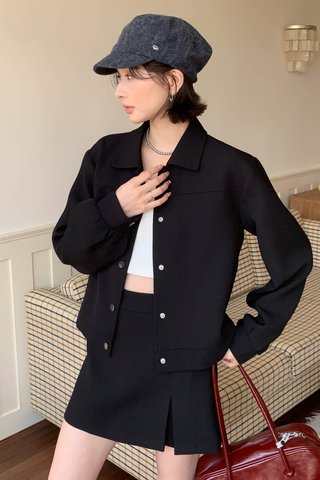 MAYO TWEED OVERSIZED JACKET IN BLACK