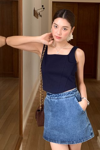 LUNE SQUARE NECK TOP IN BLUE