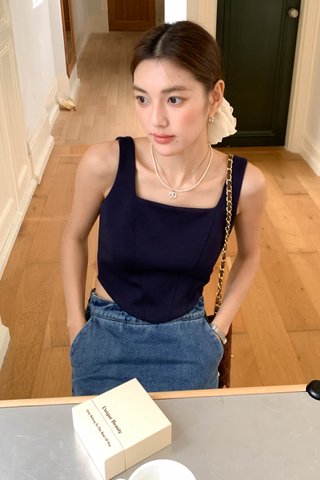 LUNE SQUARE NECK TOP IN BLUE