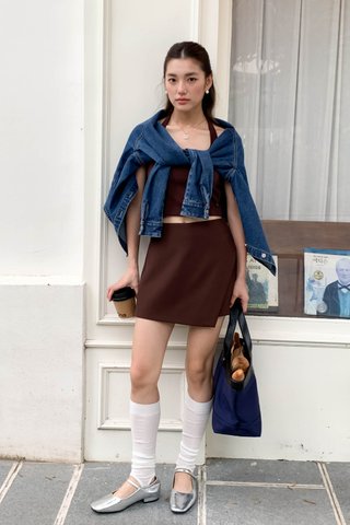 HER -5KG ASYMMETRICAL SKORT IN BROWN