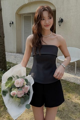 FOLD-OVER BANDEAU TOP IN GREY