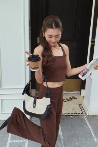 HEIR HALTER TOP IN BROWN