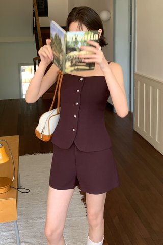 (BACKORDER XS-L) LOVE IN THE AIR TWEED TOP IN WINE