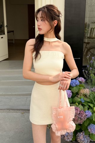 SWOON CHOKER-NECK TUBE TOP IN BABY YELLOW