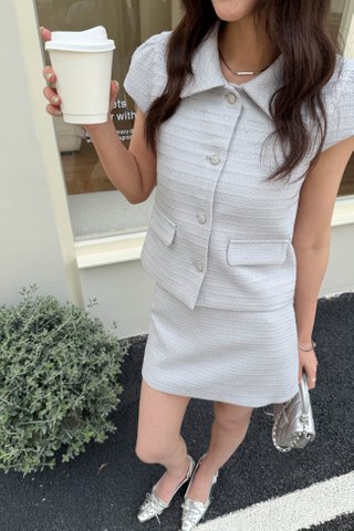 ÉLIE SHIMMER TWEED SKIRT IN GREY