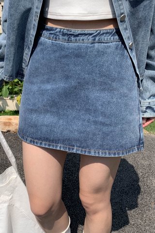 (BACKORDER L) AME DENIM SKIRT IN BLUE