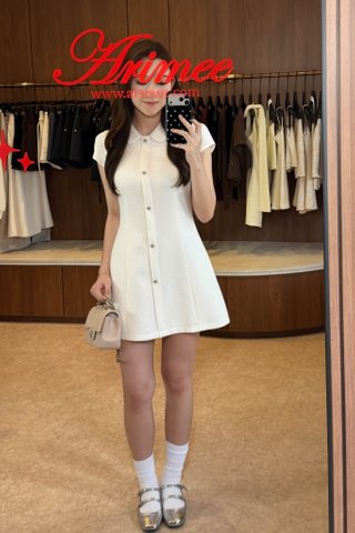 LIX CLASSIC GLITTER TWEED DRESS IN WHITE