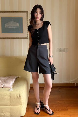 YU TWEED TOP IN BLACK