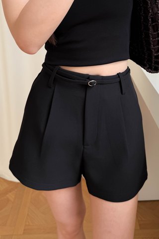 (BACKORDER XS-XL) MU CLASSIC BELTED SHORT IN BLACK