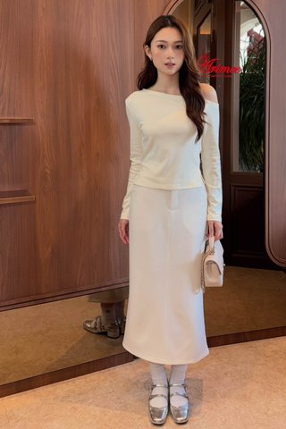 YURA 170CM MIDI SKIRT IN MILK