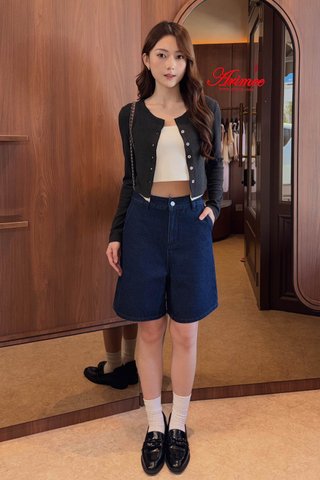 EVERYDAY TWO-TONE RIB CARDIGAN IN CHARCOAL
