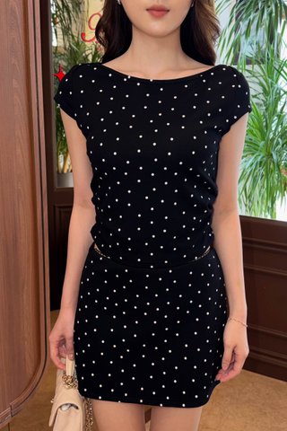 MON DOTTY TOP IN BLACK