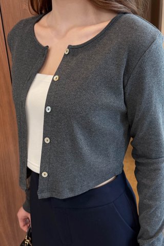 WEEKEND RIB CARDIGAN IN GREY