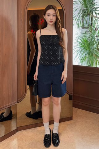 CIAO DOTTY FLUTTER TOP IN BLACK